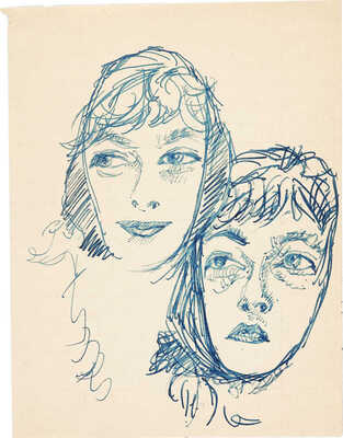 Зверев Анатолий Тимофеевич. Два рисунка неизвестной в платке